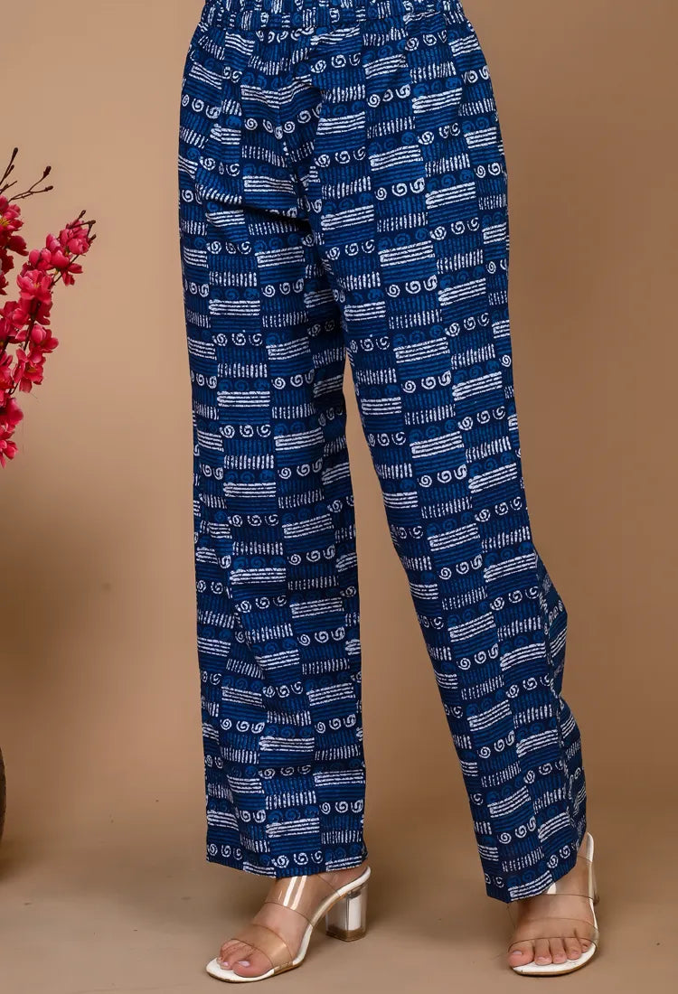 Blue Indigo Cotton Suit Set