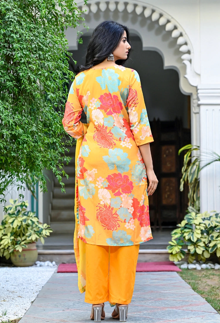 Yellow Floral Suit Set