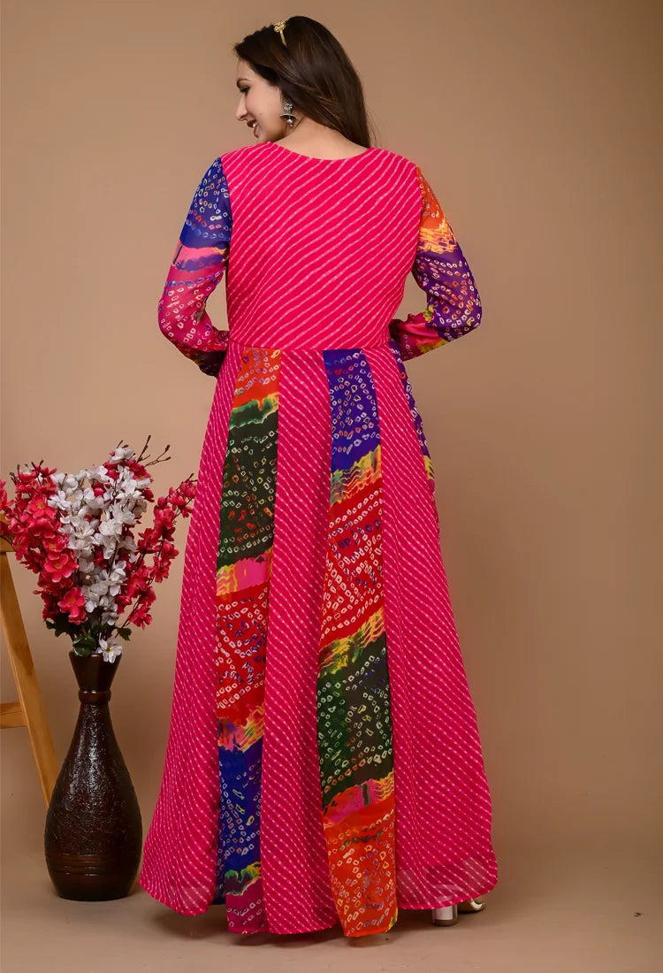 Pink Georgette Kali Gown