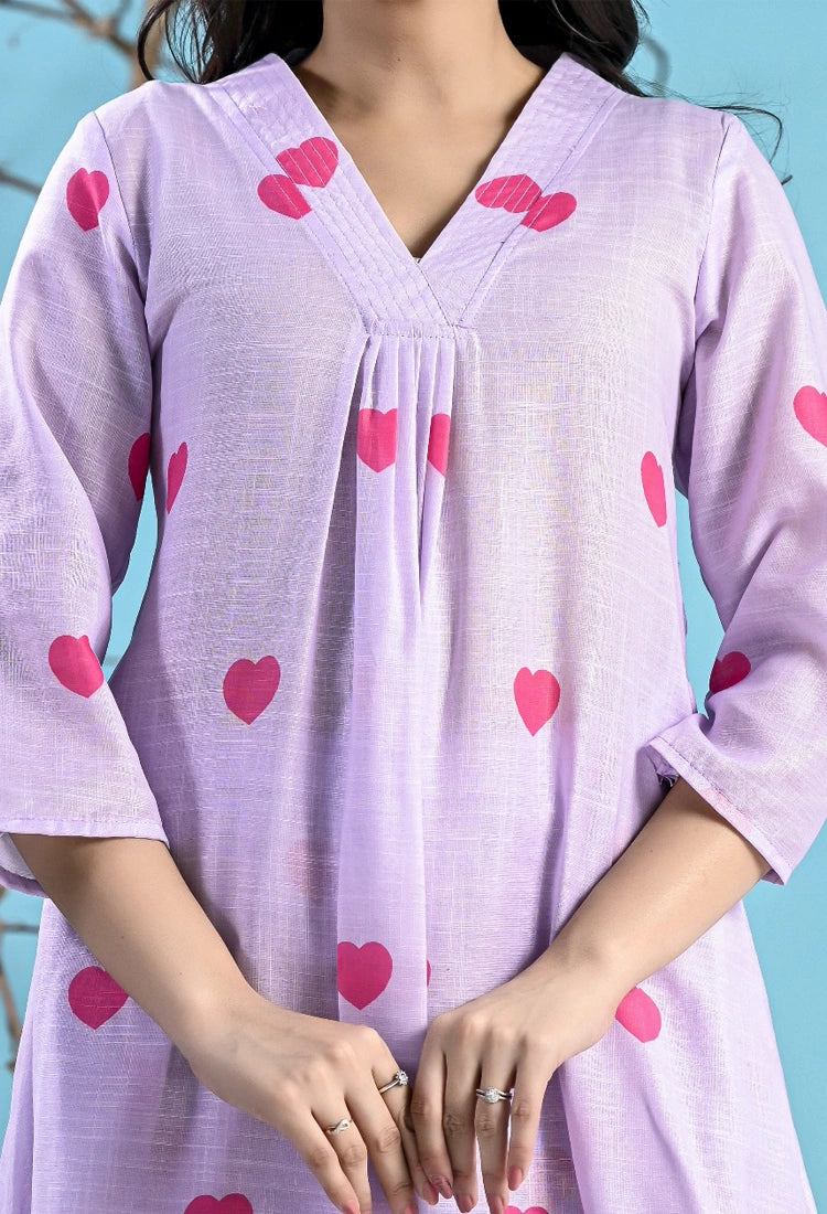 Lavender Heart Print Co-Ord Set